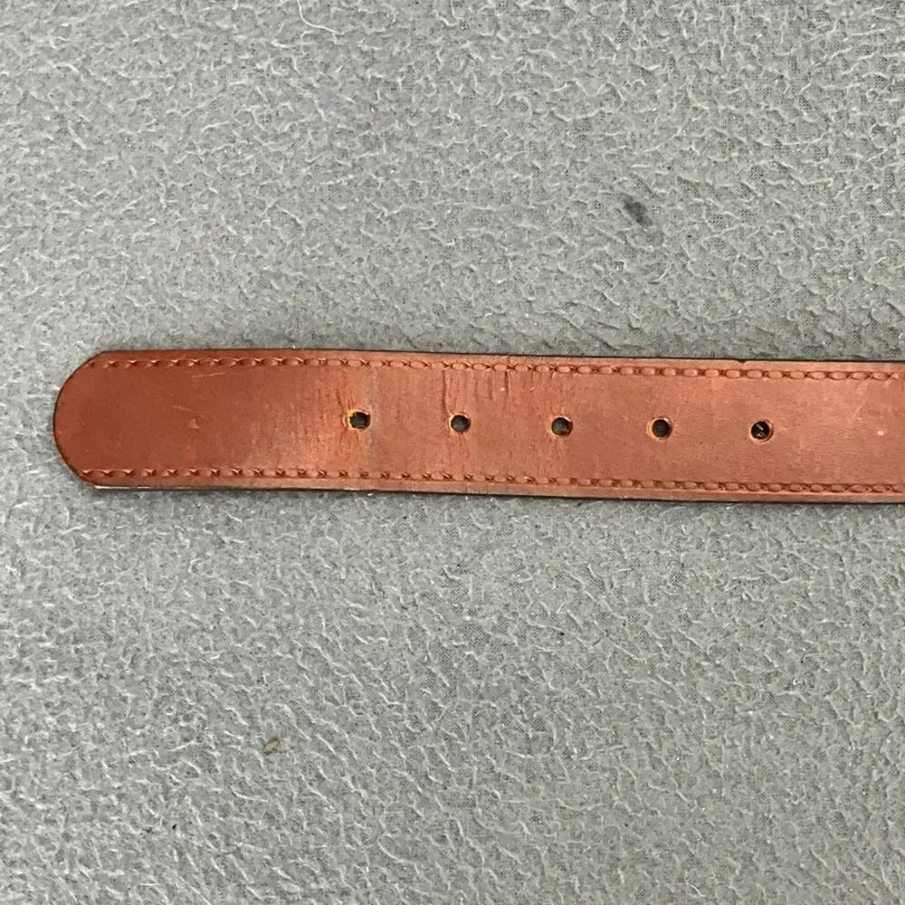 Vintage Brown Genuine Leather Belt Cut Out Tooled Women Large 27.5” - 31.5”